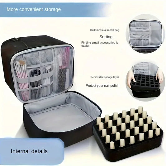 Nail Polish Storage Bag Essential Oil Bag Portable Cosmetic Nail Care Kit Nail Care Tool Storage Box Double Layer 30 Compartment