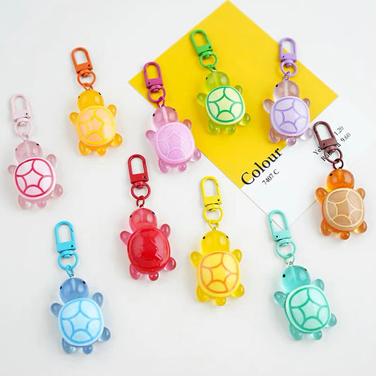 Cartoon Luminous Colored Turtle Pendant Keychain Cute Backpack Hangings Decoration Ornament Keyrings Car Trinket Gifts