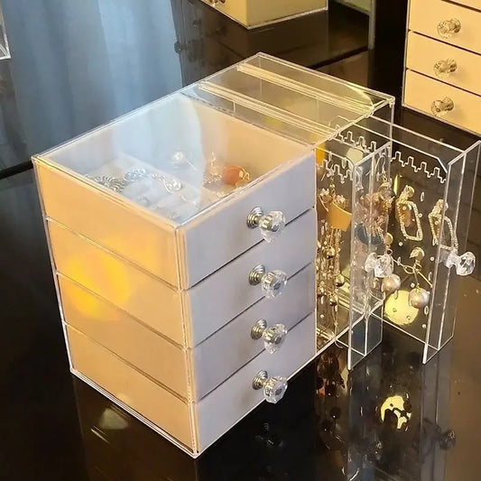 Dustproof Jewelry Display Stand Earring Bracelet Ring Holder Storage Box Plastic Material for Home Garden Decoration