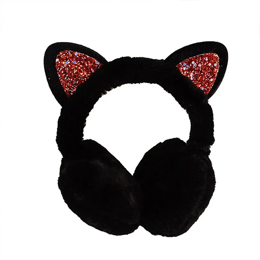 2025 Women Lovely Winter Cats Ear Warmer Shiny Glitter Earmuff Cold Protection Warmer plush cute winter accessories ear muffs