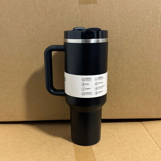 40OZ Flip Straw Tumbler with Leakproof Lid Built-In Straw & Handle Cupholder Compatible for Travel Insulated Stainless Steel Cup