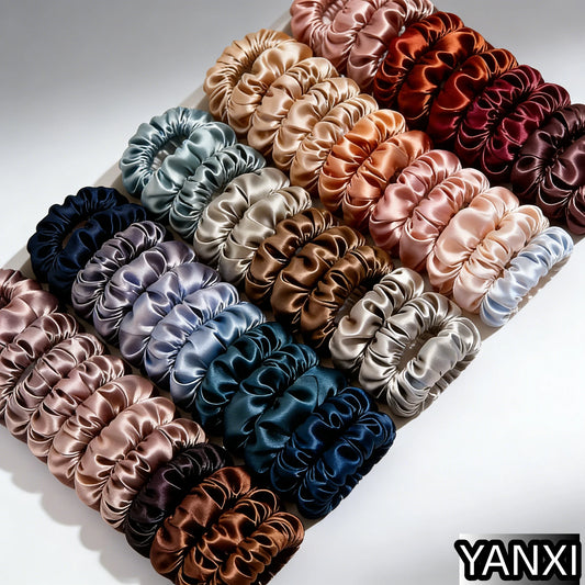 1/30/60/100pcs bulk satin scrunchies 100colors women small 6.5cm headwear hair ties accessories casual cute black coffee