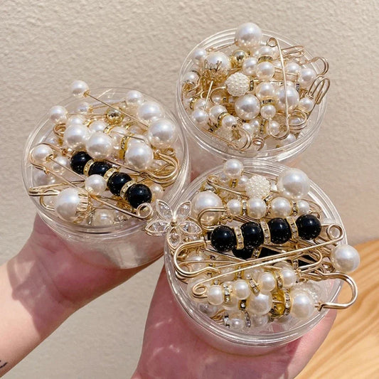 6Pcs Brooch Set Big Beads Fashion Clothing Brooches for Women Pearl Lapel Pin Sweater Dress Brooch Pins Badge Buckle Accessories