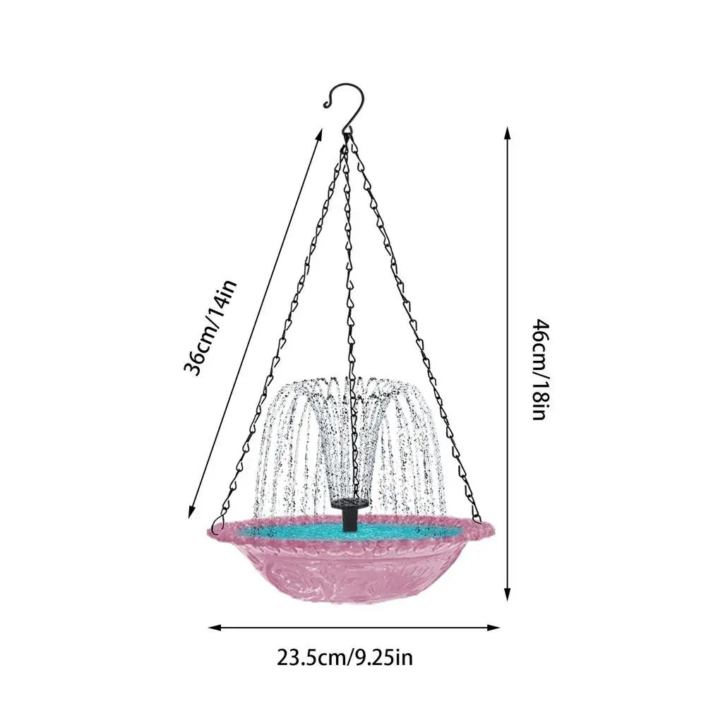 Hangable Bird Feeder Bird Bath With Solar Powered Water Fountain Garden Decoration For Nature Lovers Deck Backyard