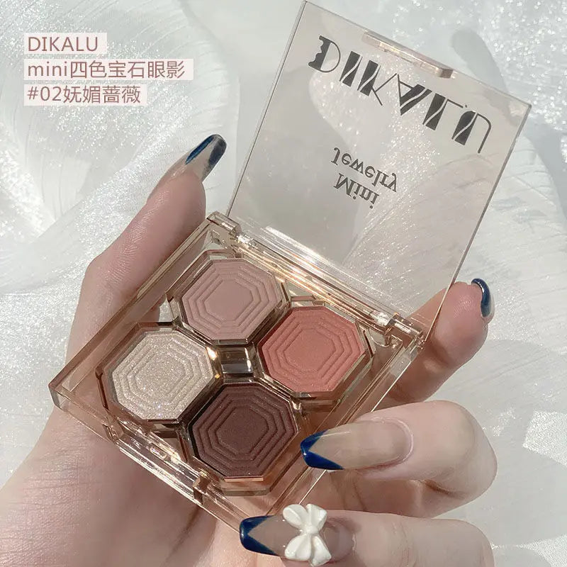 Four Color Gem Eyeshadow Pearl Matte Punk Smoked Cement Black Gray Eye Shadow Easy To Remove Makeup Daily Glitter Eyeshadow Tray