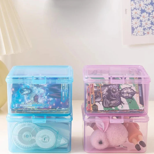 Transparent Plastic Storage Box Photocards Small Card Storage Box Desk Organizer Box Classification Box Stationery