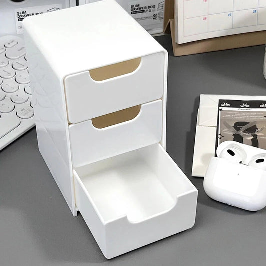 3-Tier Cosmetic Storage Box Organizer With Drawers Multifunctional Countertop Storage For Jewelry Office Supplies