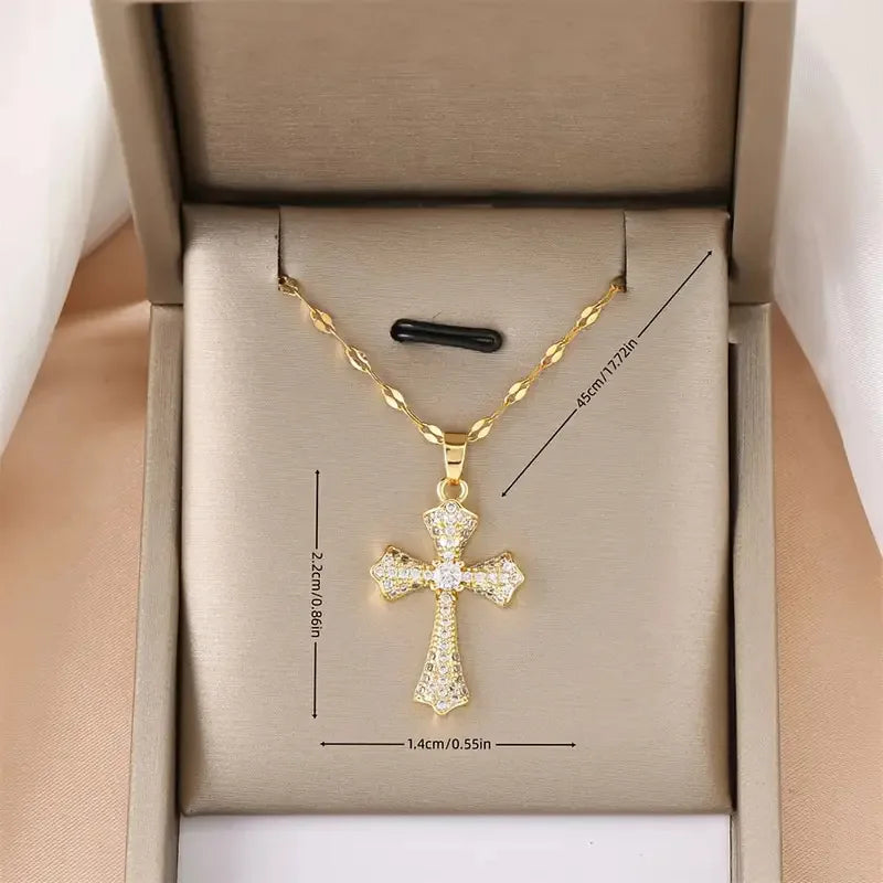 New Cross Clavicle Chain Retro Necklace Gift Jewelry Fashion Simple Pendant Holiday Decoration Clothing Accessories