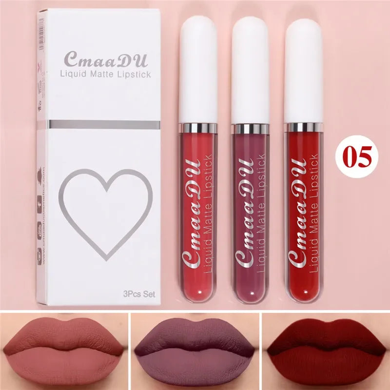 6 Colors/Set Fashion Matte Lip Gloss Sets Natural Moisturize Waterproof Lasting Velvet Sexy Red Liquid Lipstick Beauty Cosmetic