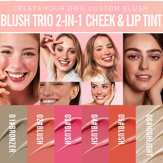 Natural Blusher Cute Korean Makeup for Women Liquid Blush Waterproof Multi-purpose Facial Nourishing Blush Stick Cheek