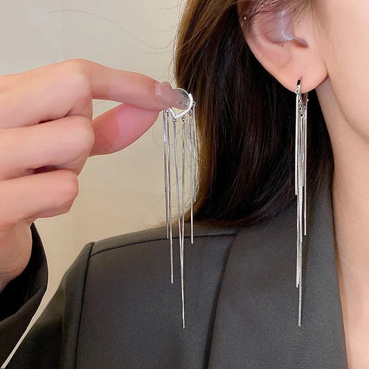 925 Silver Needle Korean Fashion Long Chain Tassel Earrings For Women Metal Earing Jewelry 2026 Trending Women's Drop Earrings