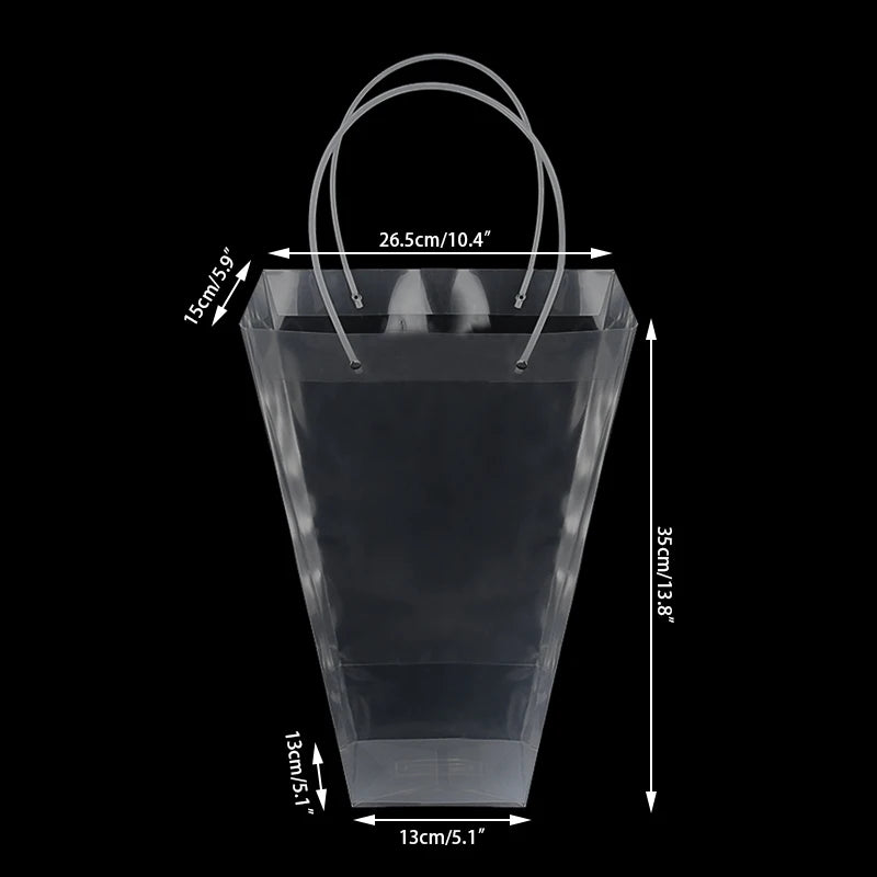 1pc Transparent Gifts Tote Bag Wedding Bouquet Flowers Packaging Bags Box For Florist Birthday Party Decor Xmas Valentines Gift
