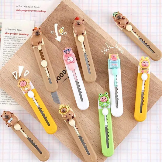 1 Piece Lytwtw's Cartoon Capybara Art Cutter Utility Knife Mini Student Art DIY Tools Creative Stationery School Supplies