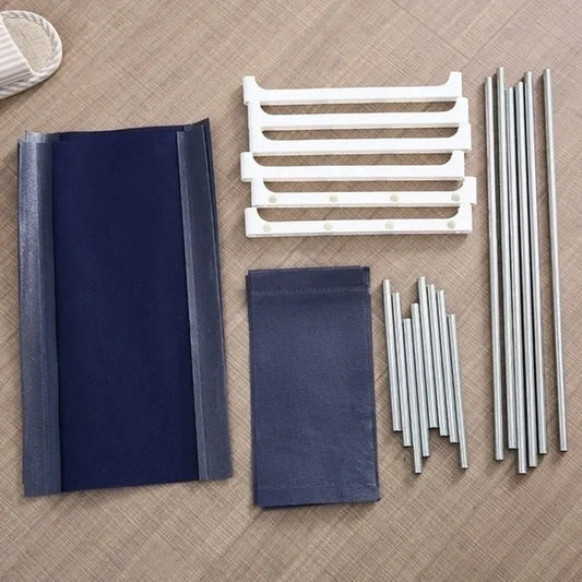 3/4 Layer Random Color Fabric Home Assembly Shoe Rack Living Room Bedroom Solid Color Simple Non-woven Fabric Shoe Storage Rack