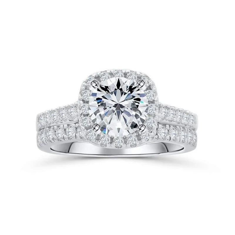 New Silver Plated Rings set For Women Cubic Zirconia Jewelry Wedding Engagement Ring Wholesale Size 5-11