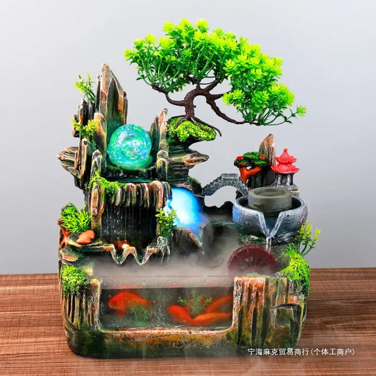Mini Aquarium For Desktop Small Fish Tank With Waterfall Pump Home Office Decoration