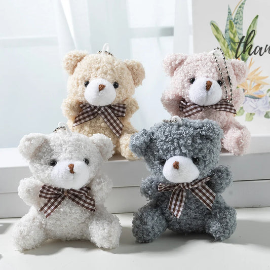 1Pcs Cute Teddy Bear Pendant Plush Doll Little Bear Doll Small Doll Bag Soft Cute Accessories Keychain Female