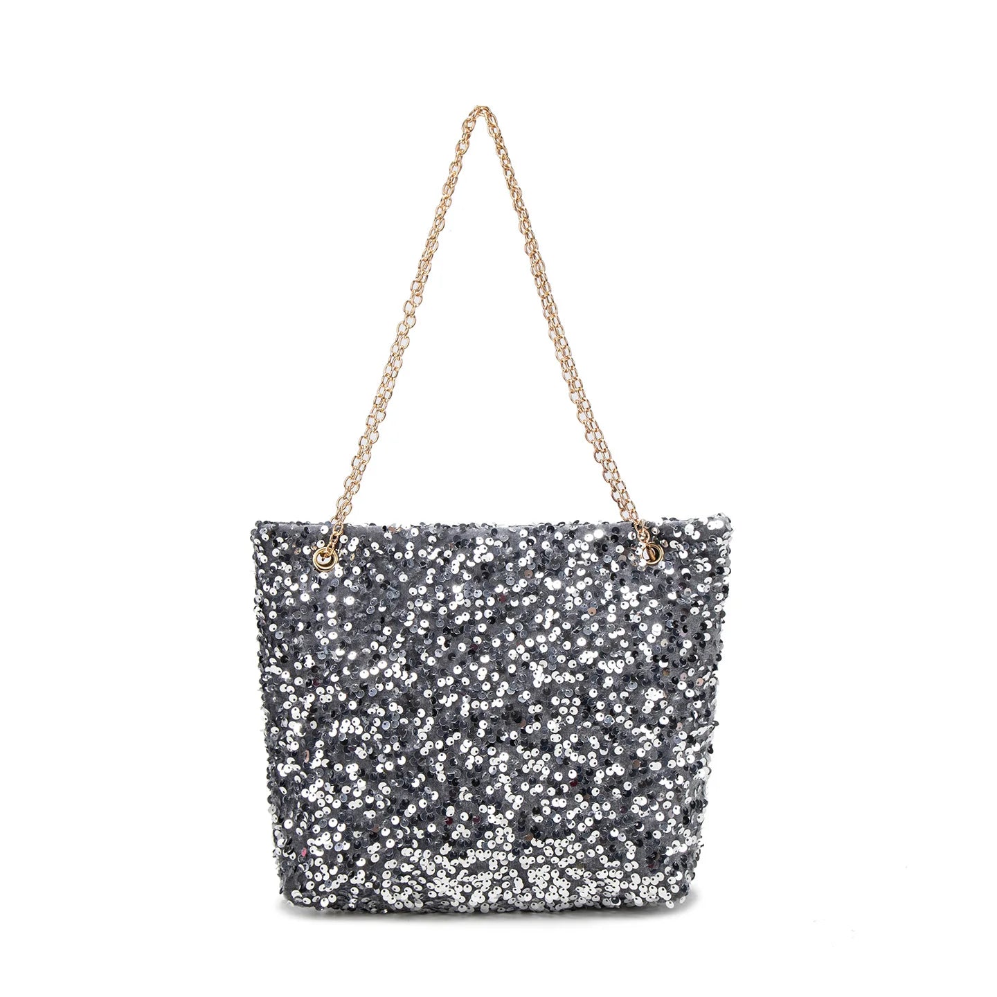Shiny Sequin Tote Bag Large Capacity Chain Shoulder Bag Glitter Evening Handbag for Party Wedding & Prom Fashion Bag for Women
