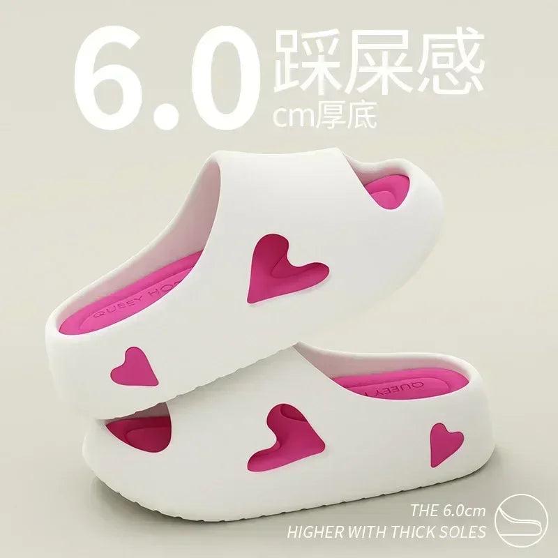 Platform Slipper Flip Flop Women Love Heart Cloud Outdoor Indoor Summer Soft Sandal Slides Ladies Home House Hotel Shoe Flat EVA