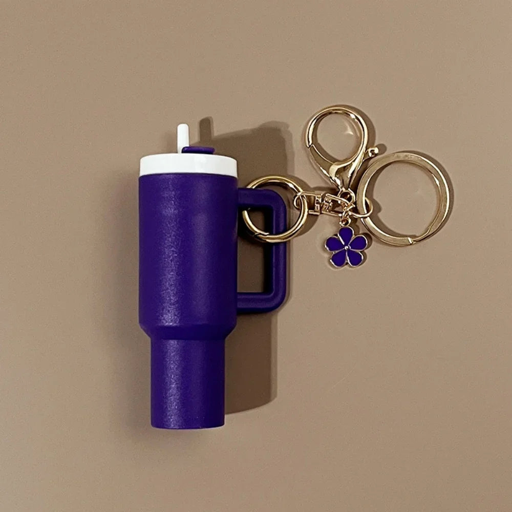 Mini Stanley Cup Keychain Creative Coin Chapstick Storage Box Accessories Key Holder Backpack Tumbler Handle Decoration