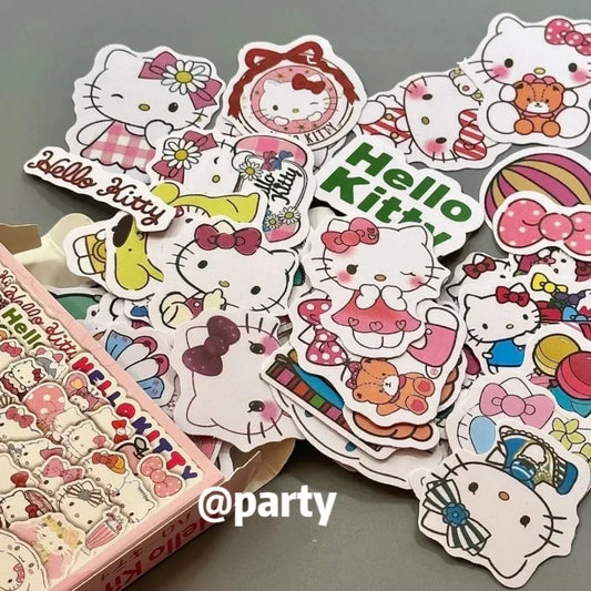 63pcs Kawaii Hello Kitty Sticker Gift Box Small Pattern Small Handbag Refrigerator Backpack Desktop Decoration Women Accessories