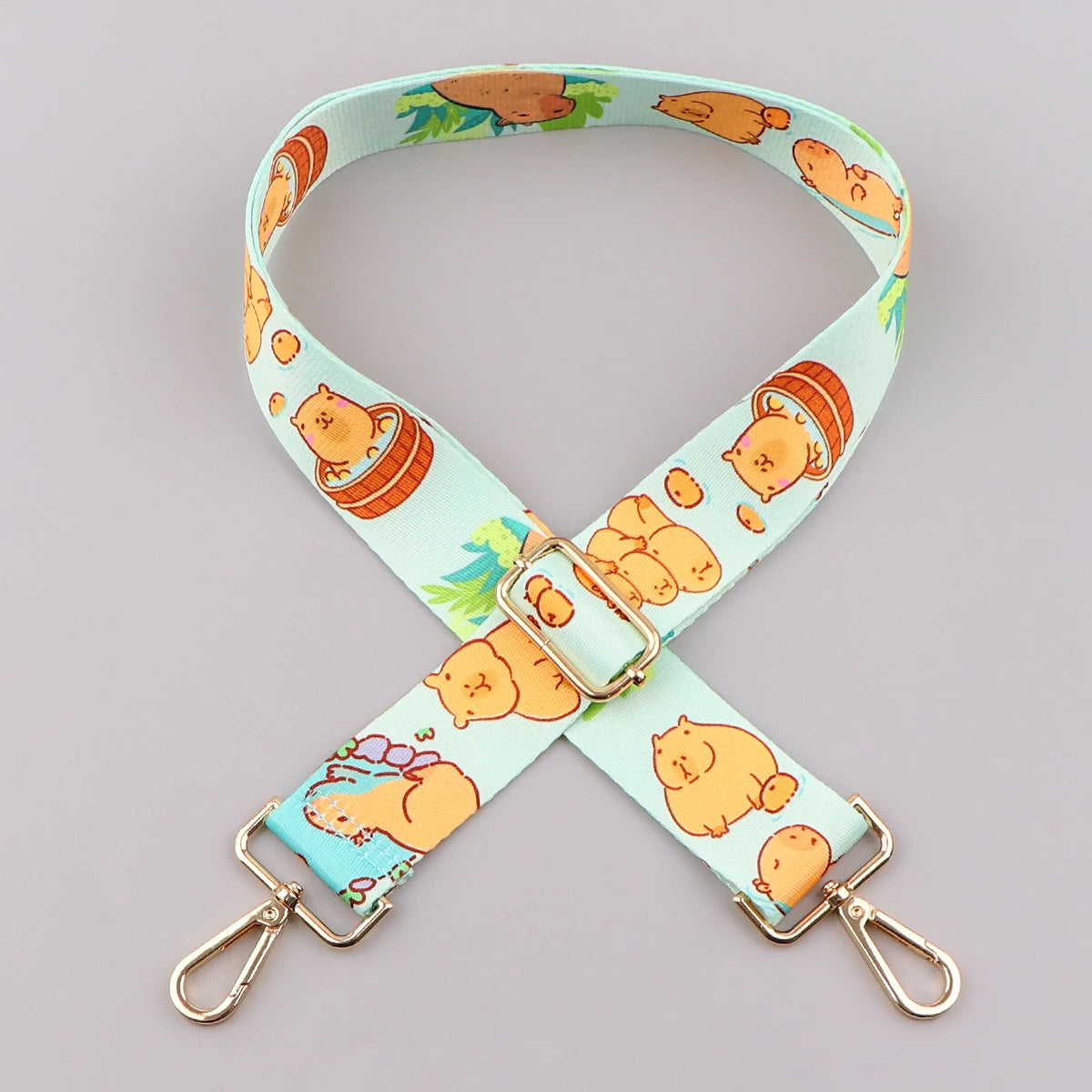 Cartoon Animal Dog Capybara Nylon Shoulder Bag Strap Adjustable Women Handbag Strap Metal Buckle Soft Strap Bag Accessories