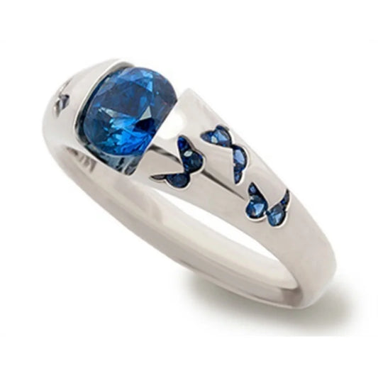 Creative Women Fashion Butterfly Ring Silver Color Inlaid White Stone Engagement Rings for Women Bridal Wedding Jewelry