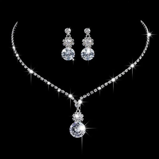 Necklace Earrings Set 2024 Rhinestone Tassel Earrings Necklace Combo Wedding Jewelry Bride Dangle Earrings Necklaces Party Jewel