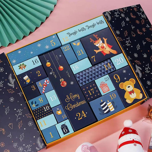 24 Days Refillable Calendar Christmas Boxes Empty Countdown Calendar Foldable New Year Holiday Box For Candy Window Fireplace