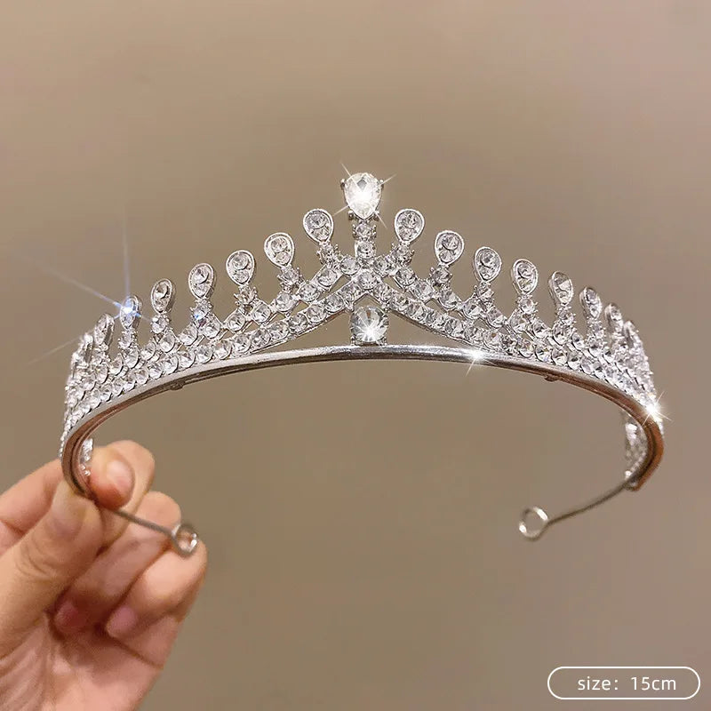 Silver Color Crystal Tiaras and Crowns Rhinestone Prom Diadem Crown Tiara for Women Bride Bridal Wedding Hair AccessoriesJewelry