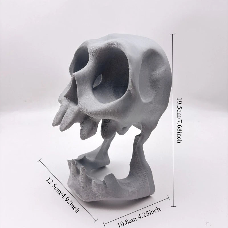 3D Printed Gaming Headset Stand, Skull-Shaped Gaming Desk Organizer, Compatible with Ps5/Ps4 Game Controller Stand, Made of Plastic, Ideal Desktop Organizer for Gamers and Tech Enthusiasts, Controller and Headset Stand, Space
