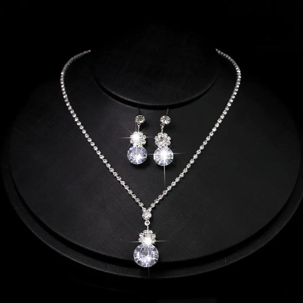 Necklace Earrings Set 2024 Rhinestone Tassel Earrings Necklace Combo Wedding Jewelry Bride Dangle Earrings Necklaces Party Jewel