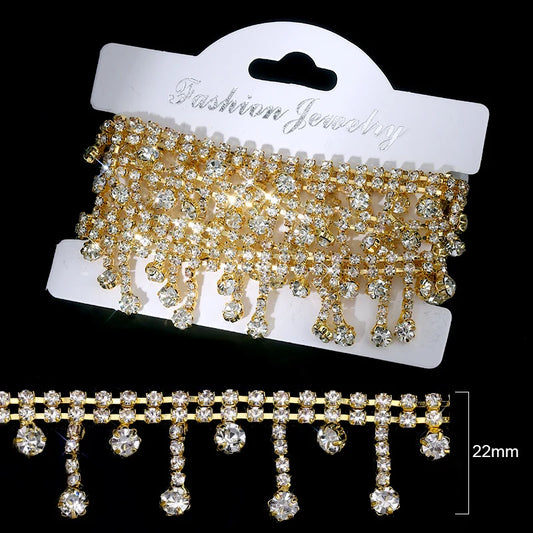 Ducrystal 40-90CMYard Glitter Crystal Pendant Trim Chain Glass Rhinestone Crystal Tassels Claw Chain DIY ,Garment,Shoes,Dress