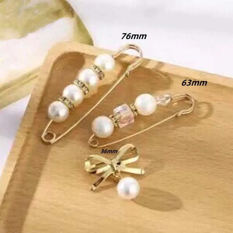 2/20pcs Clothing Brooch Pearl Waist Adjustment for Women Pearl Lapel Pin Sweater Dress Brooch Pins Badge Buckle DIY Accessories