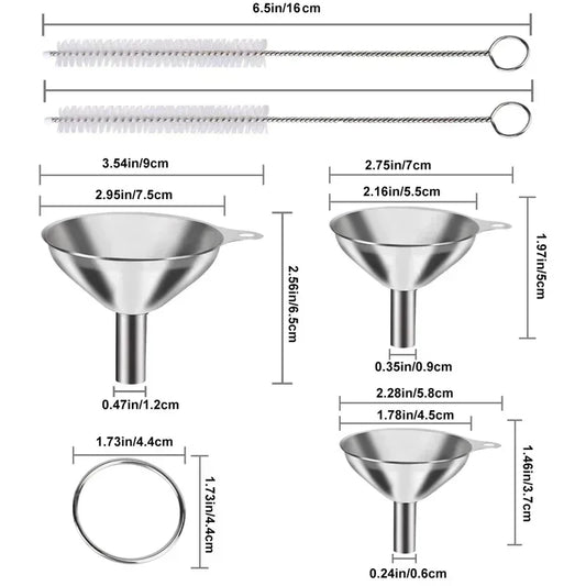 3/5 Pcs Stainless Steel Kitchen Funnels Set Food Grade Metal Funnels for Filling Bottles Small Funnels for Essential Oil Spices