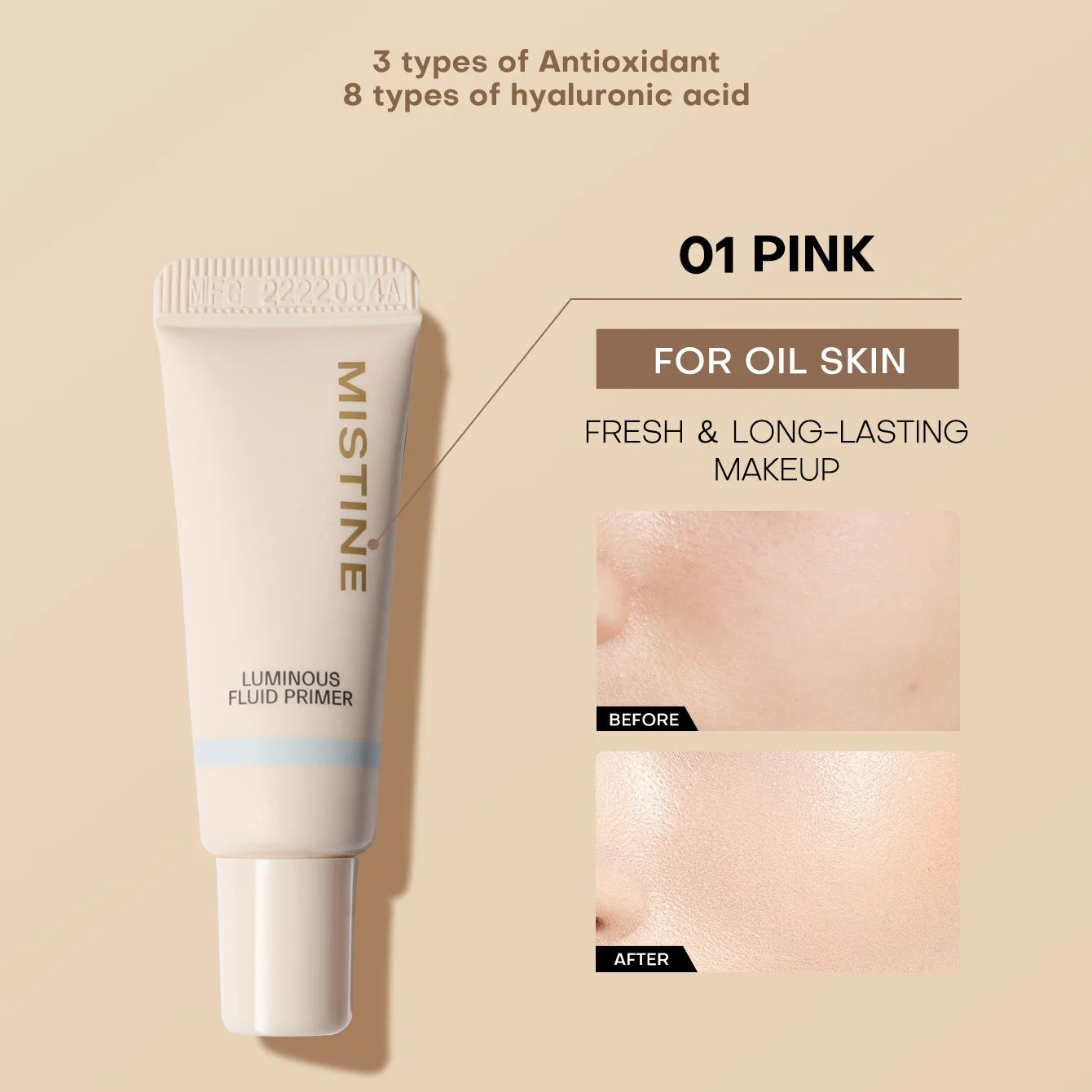 Mistine Mini Hydrating Foundation Primer Face Makeup Primer for All Skin Types Skin Perfecting & Smoothing Makeup Base 5g 1pc