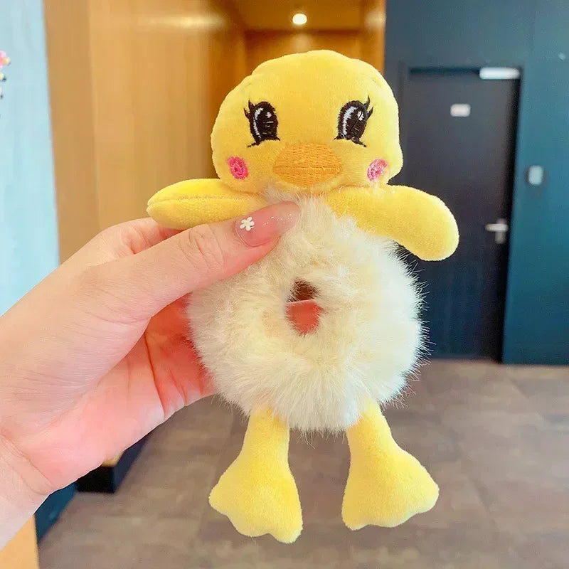 Cartoon Cute Animal Rubber Band for Girls Plush Ponytail Maruko Hair Tie Elastic Hair Ring Headwear Girls Kids Hair Accessories