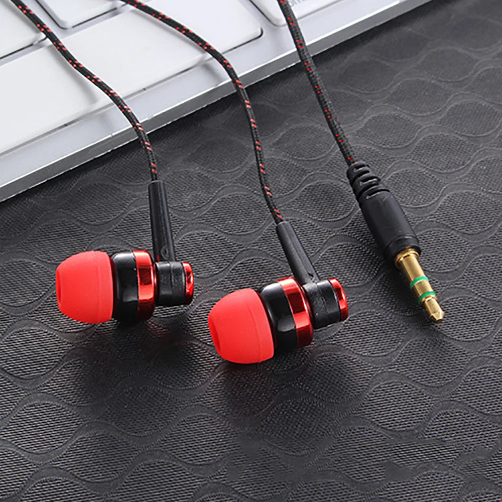 3.5mm Nylon Weave Cable Earphone Headset For Laptop Smartphone Wired Earphone Stereo In-Ear Headphones