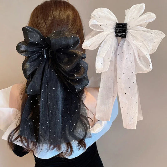 Large Bow Claw Clip New Hairpin for Women Sweet Ponytail Hair Crabs Hair Clip Girls Ribbon Non-slip Hair Accessories