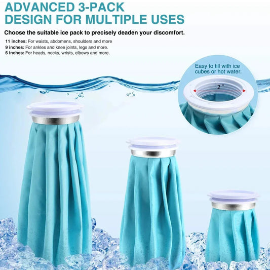 Ice Bag Packs for Injuries Reusable Ice Bags Hot & Cold Therapy and Pain Relief for Knee Leg Injury No-Leak Waterproof Ice Bag