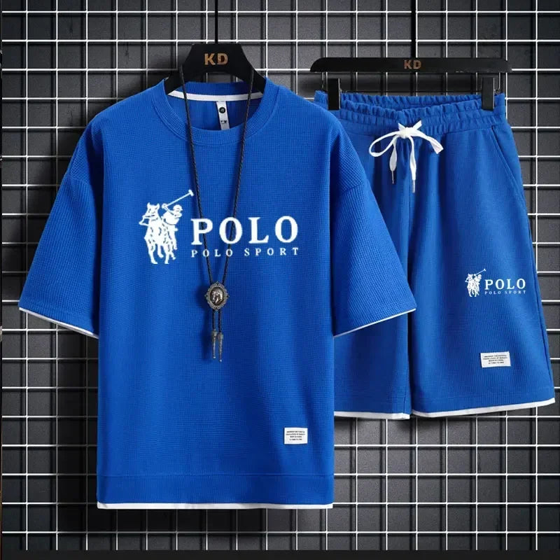 2026 Men's Short-sleeved T-shirt + Sports Shorts Two-piece Summer Fashion Breathable Fitness Casual Jogging Set Short Sleeve Two