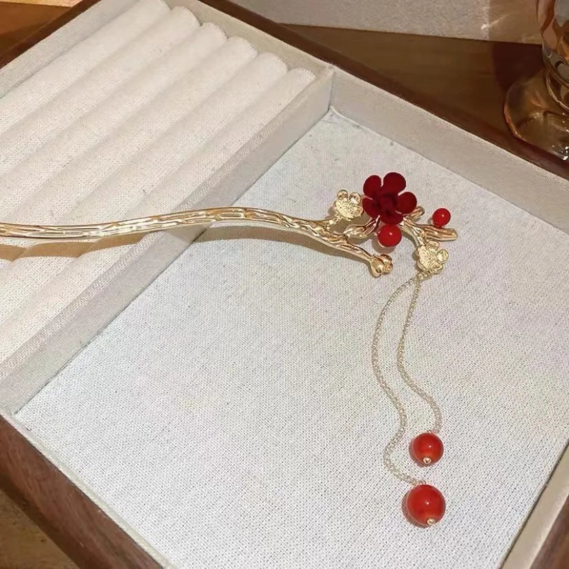 Delicate Tassels Rose Flower Alloy Hairpins for Women Girls Charm Retro Hair Clip New Hair Women's Accessories Gifts