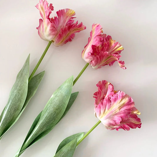60cm Artificial Tulip Single Stem Realistic Texture Gradient Color Fake Flower for Indoor Wedding Home Decor Floral Arrangements