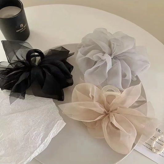 New Mesh Bow Grip Clip Female Ponytail Braid Hair Claw Clip Elegant Girl Hair Clip Hair Accessories Gift Headdress