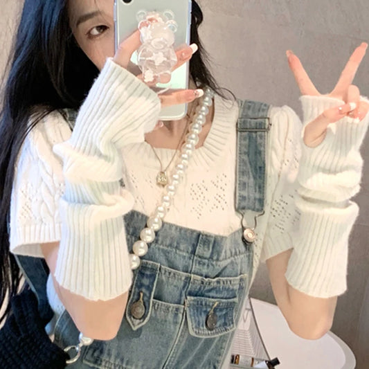 Autumn Winter Women Arm Warmers Knitted Woolen Arm Sleeve Fine Long Knitted Fingerless Gloves Casual Warm Soft Female Gloves