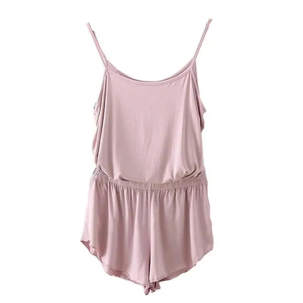 2 Pcs/Set Lounge Women Summer Pajamas Solid Color Sleeveless Camisole Shorts Lady Pajamas for Women Sleepwear Set