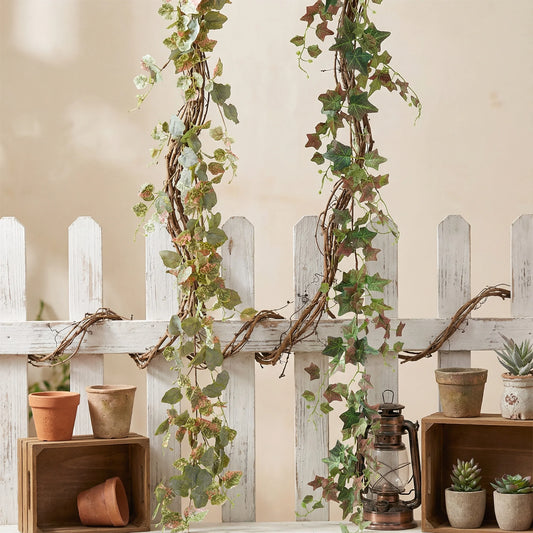 Artificial Boston Ivy Vine 1.8m Single Strand Autumn Fall Color with Grape Leaves Hanging Plant for Pipe Wrap Wall Ceiling Decor