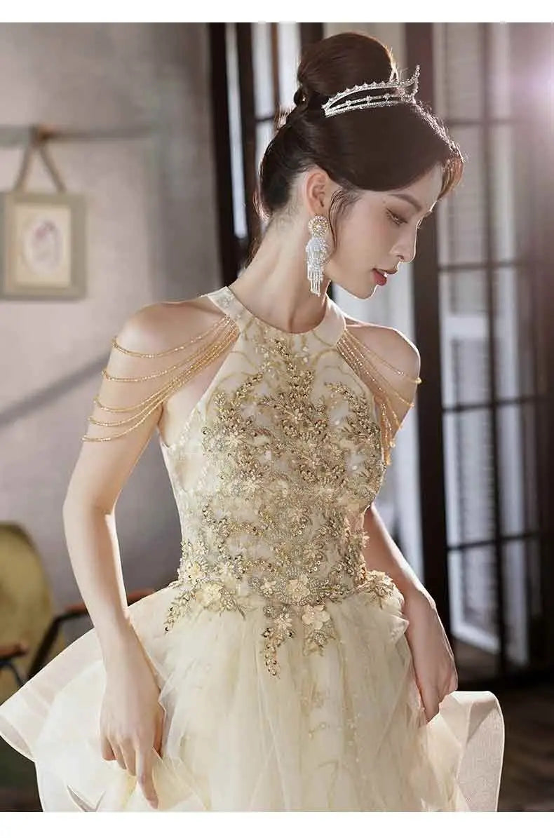 New champone long sweat lady girl women princess bridesmaid banquet prom party dress gown