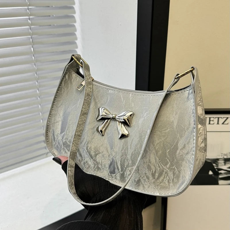 Sweet Fresh Small Bow Handbag for Women Trendy Underarm Shoulder Bag, Suitable for Daily Use, Outings, Dates, Parties, Gifts.