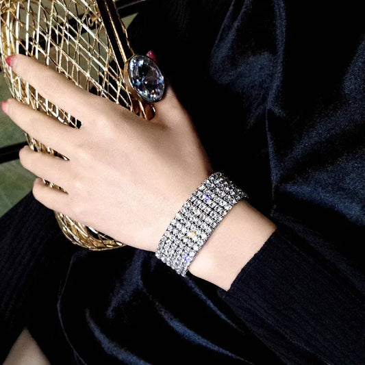 Luxury Crystal CZ Tennis Bracelet Wedding Bracelet For Women Gold Silver Color Simple Jewelry Adjustable